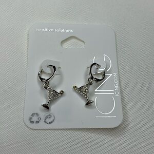 Icing Martini Glass Earrings Silver